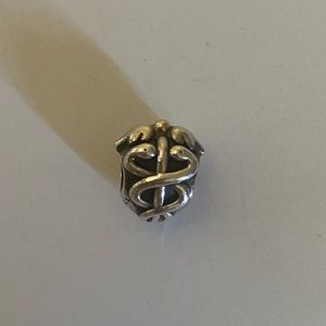 Pandora “Life Saver Medical” Silver Charm 14k Gold Plated Accent
